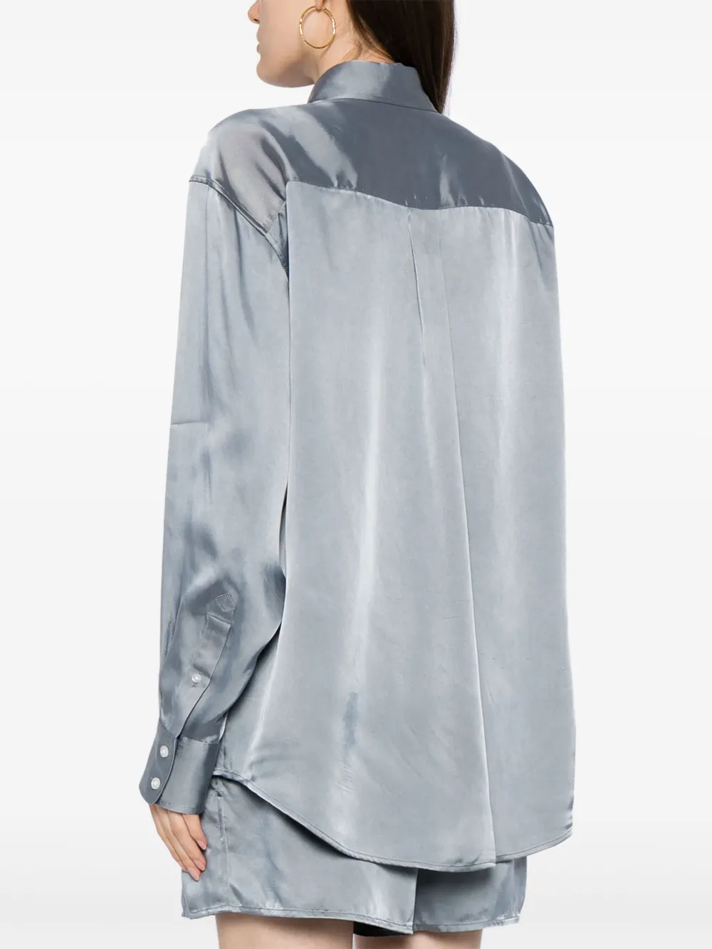 Alexander Wang Boyfriend Long-sleeve Shirt In Blue