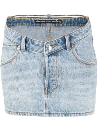 【送料&関税込】Alexander McQueen Denim Mini Skirt ALEXANDER MCQUEEN Fluted-Back Denim Mini Skirt in Blue