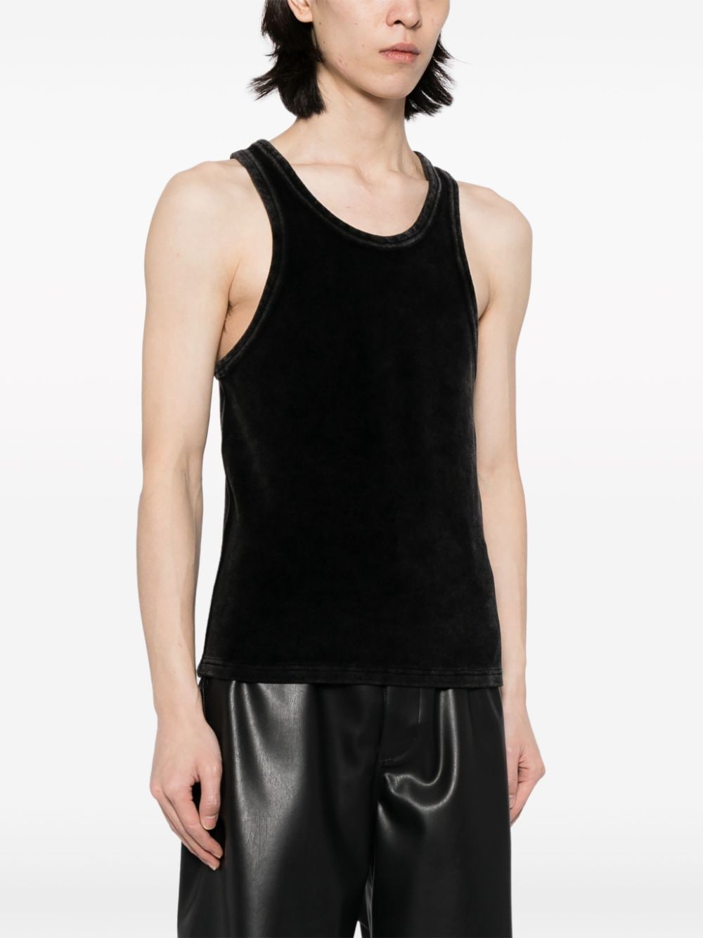 Shop Alexander Wang Scoop-neck Cotton-blend Tank Top In Grey