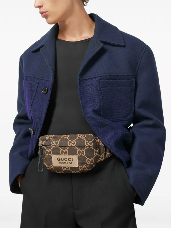 GUCCI Logo-Jacquard Canvas Belt Bag for Men