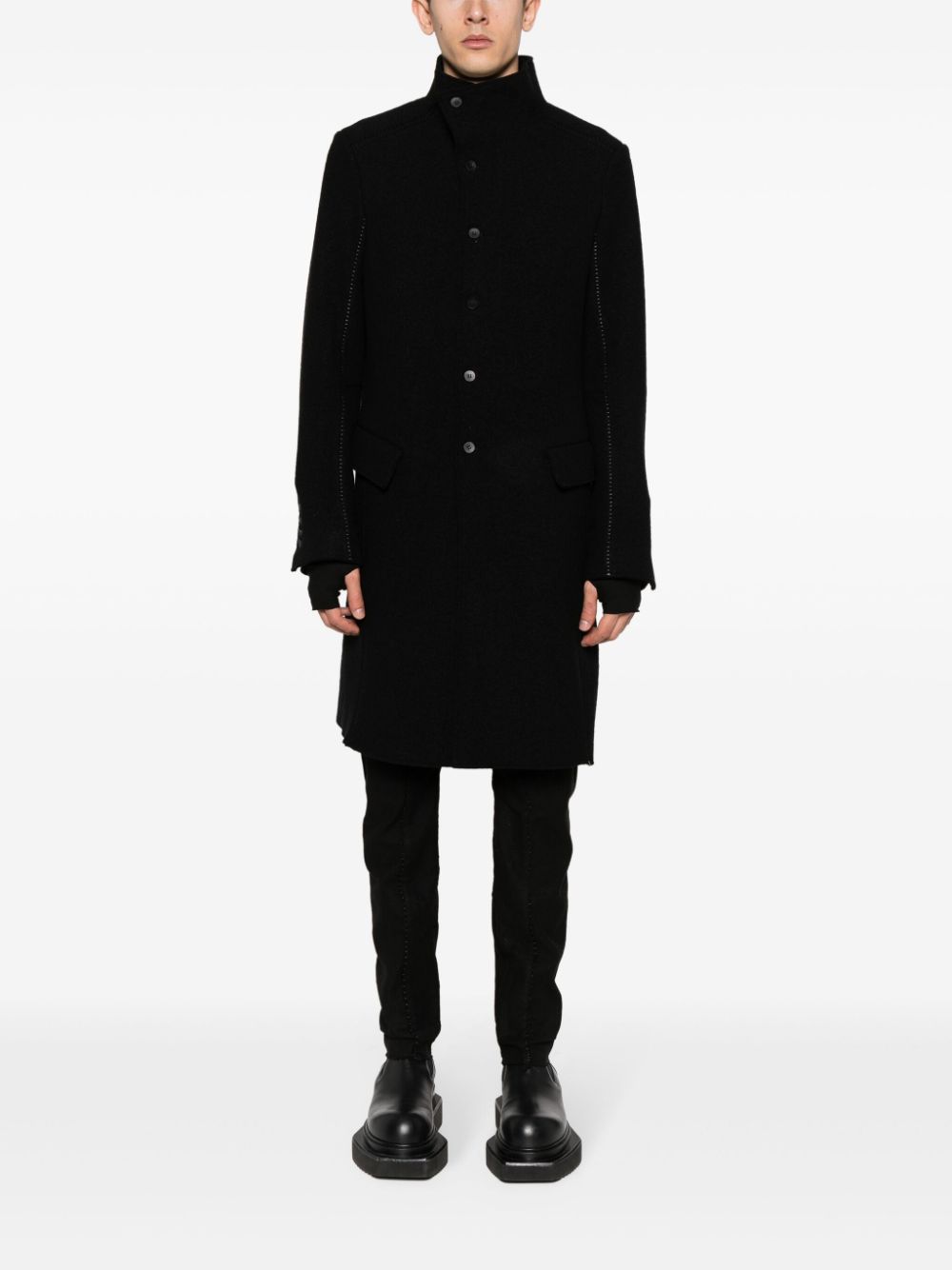 Masnada high-neck wool coat - Zwart