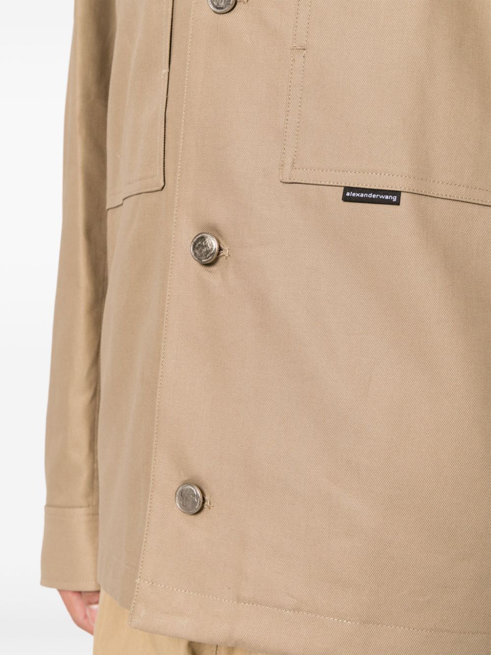 Shop Alexander Wang Button-up Cotton Shirt Jacket In Neutrals