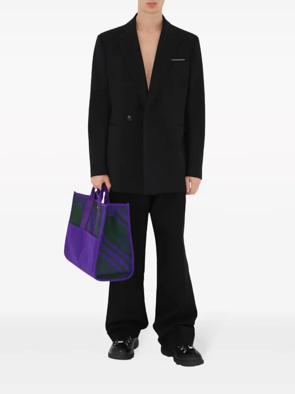 Burberry check-pattern Leather Tote Bag | Purple | FARFETCH