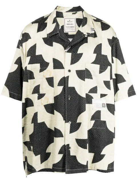 Maison MIHARA YASUHIRO camisa con cuello cubano y motivo patchwork