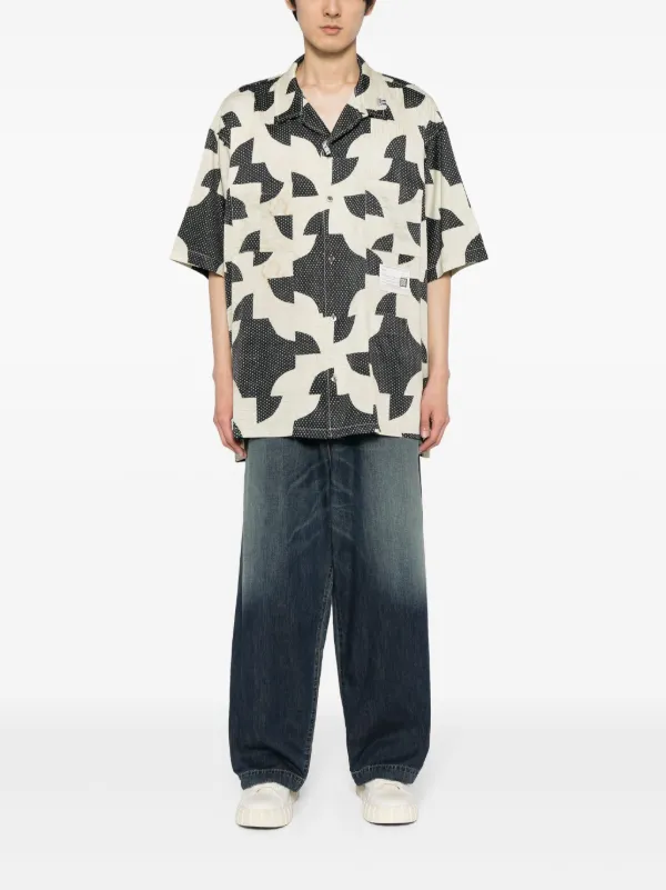 MIHARA YASUHIRO MODIFIED 再構築パッチワークシャツ Maison MIHARA YASUHIRO パッチワークパターン シャツ | ブラック