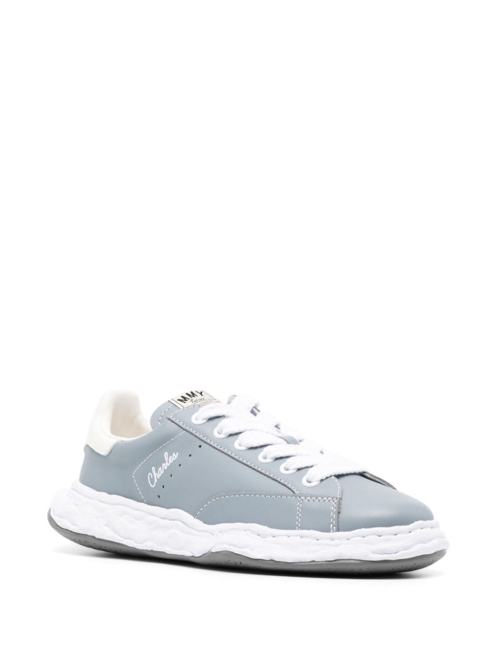 Shop Miharayasuhiro Charles Lace-up Leather Sneakers In Blue