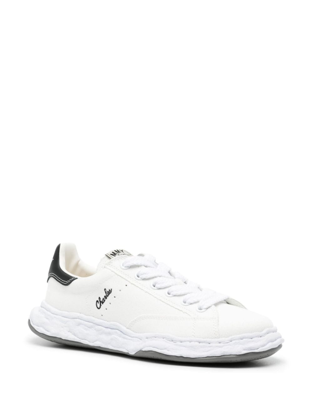 Shop Miharayasuhiro Charles Lace-up Canvas Sneakers In White