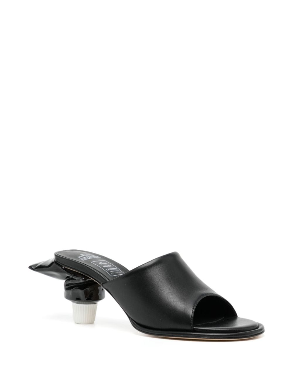Shop Miharayasuhiro Toothpaste 65mm Leather Mules In Black