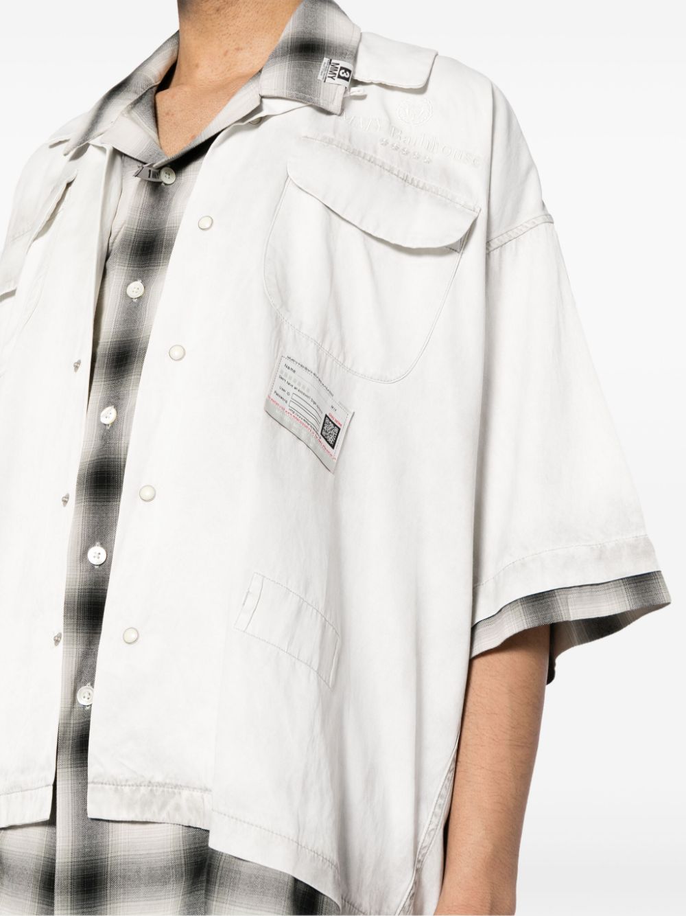 Shop Miharayasuhiro Double-layered Twill Shirt In Grey