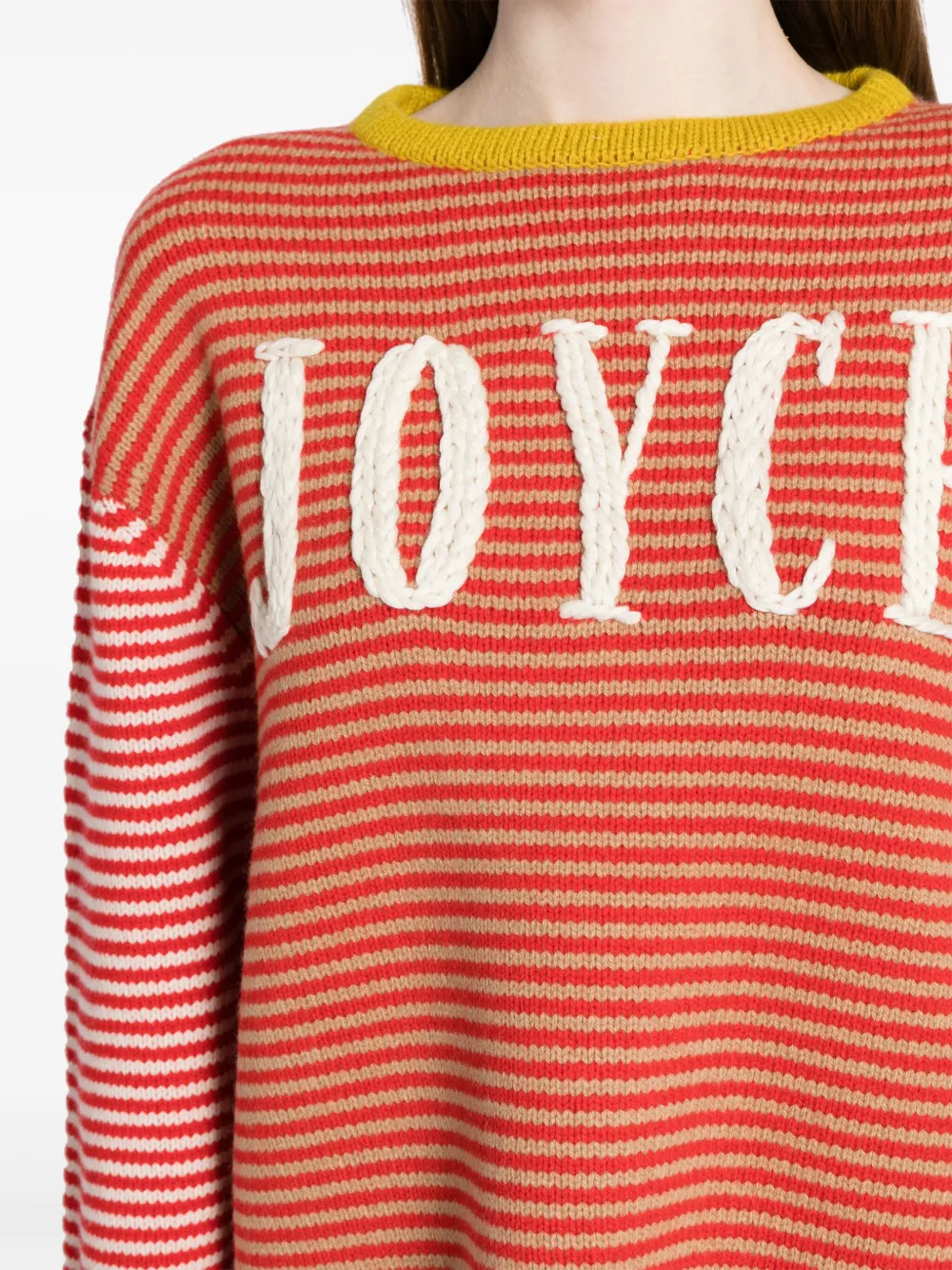 Shop Yanyan Knits Stripe-pattern Drop-shoulder Jumper In Red