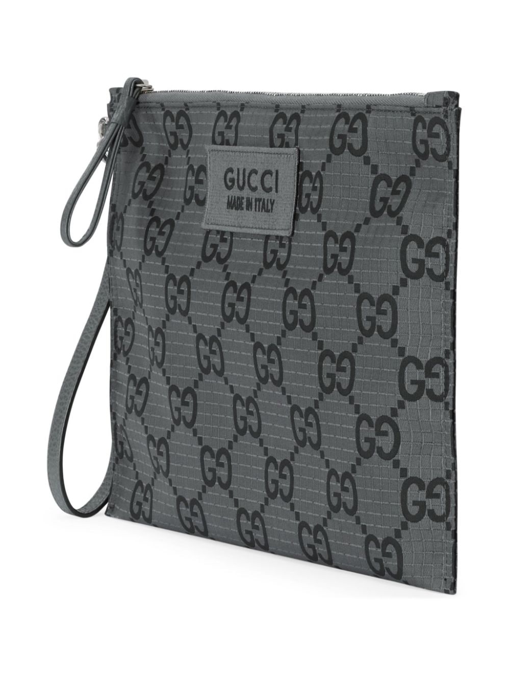 Shop Gucci Gg Recycled Polyester Clutch In Grey