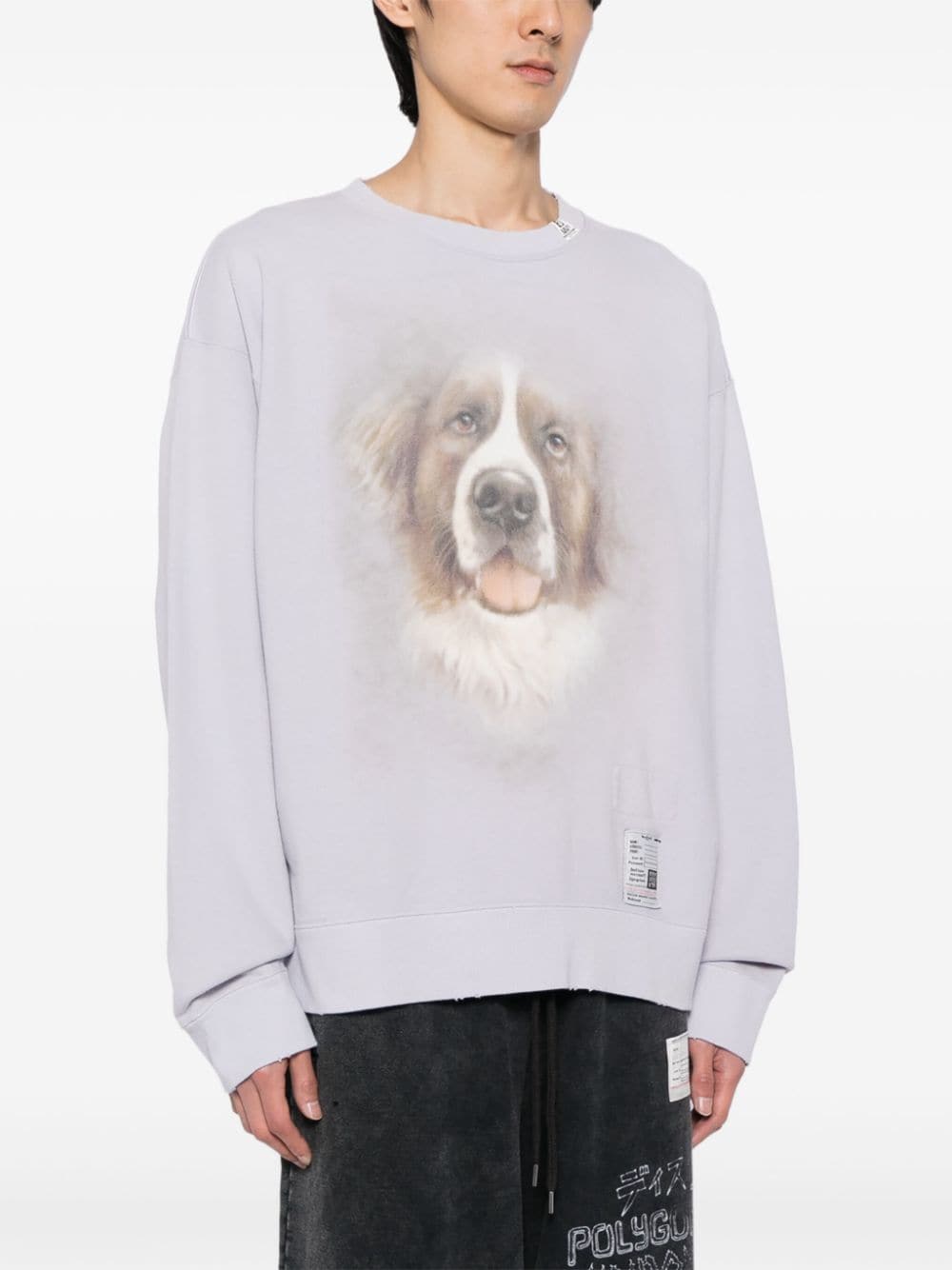 Shop Miharayasuhiro Dog-print Cotton Sweatshirt In Purple