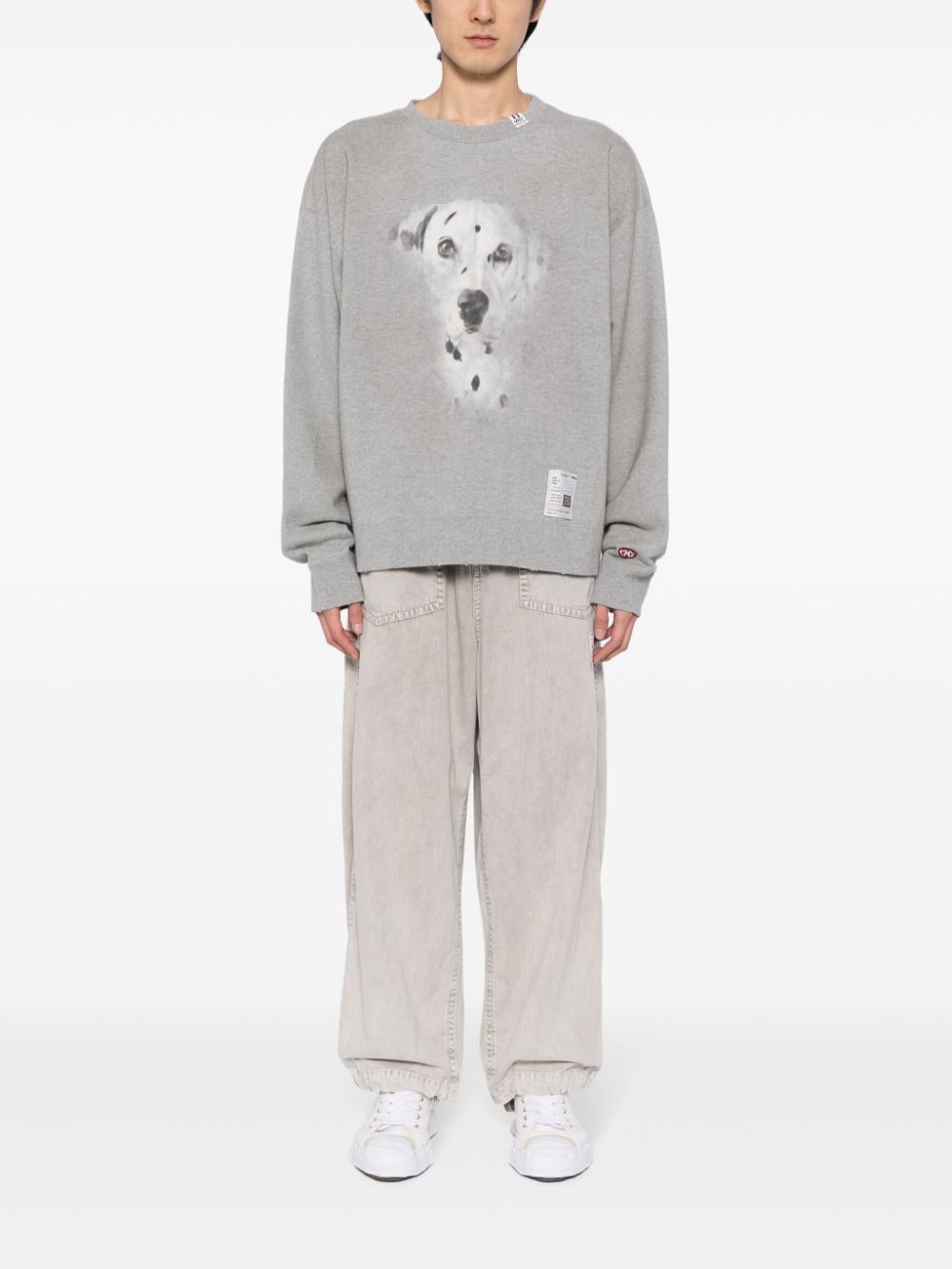 Shop Miharayasuhiro Dog-print Cotton Sweatshirt In Grey