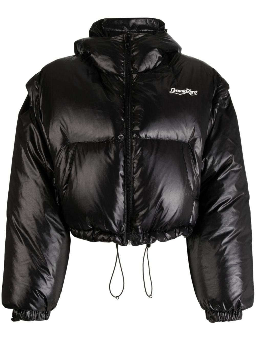 Ground Zero zip-up cropped puffer jacket - Nero