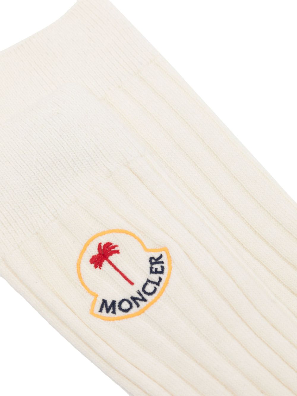 Palm Angels x Moncler logo-embroidered ribbed socks - Neutrals