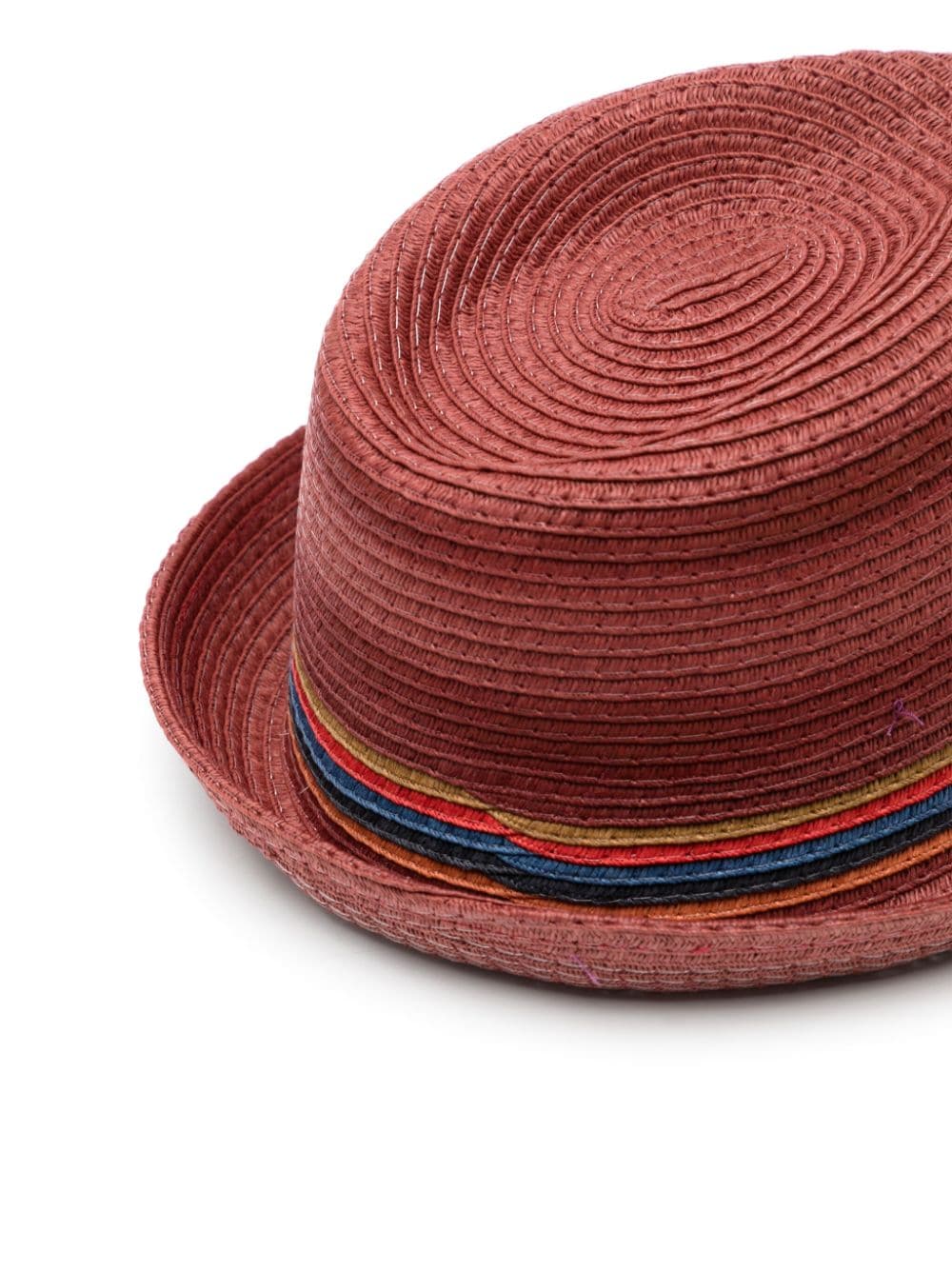 Shop Paul Smith Lipodo Stripe-detail Straw Hat In Red
