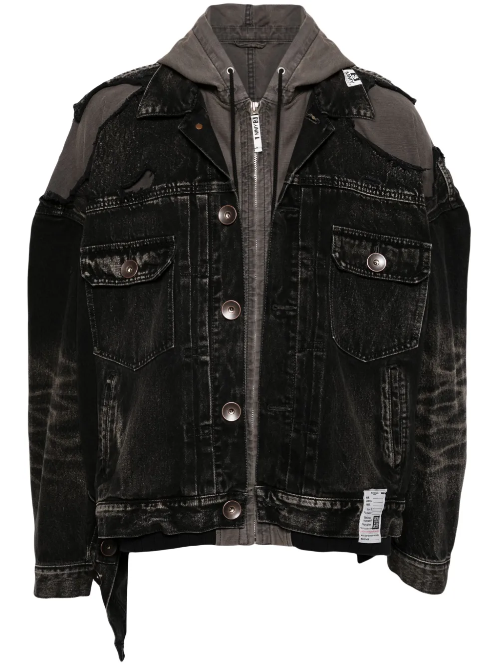 Image 1 of Maison MIHARA YASUHIRO layered denim hooded jacket