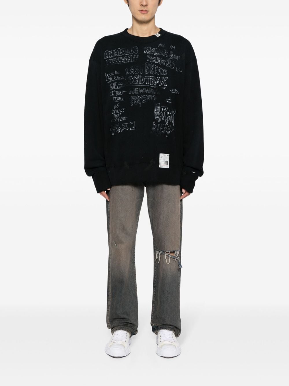 Maison Mihara Yasuhiro Sweater met logoprint - Zwart
