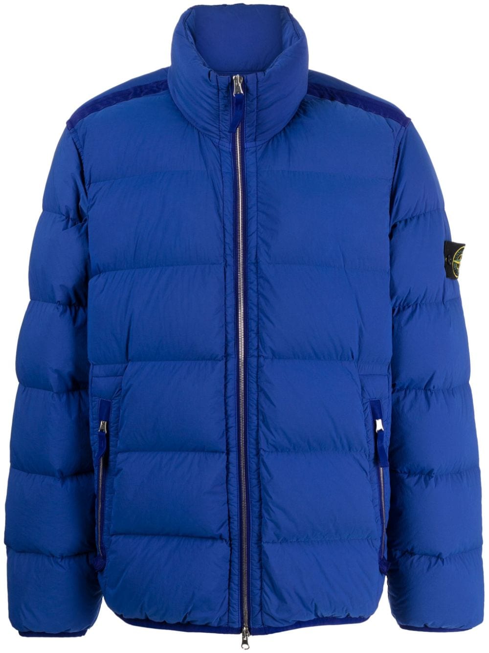 Stone Island Compass-appliqué Quilted Jacket In Blue