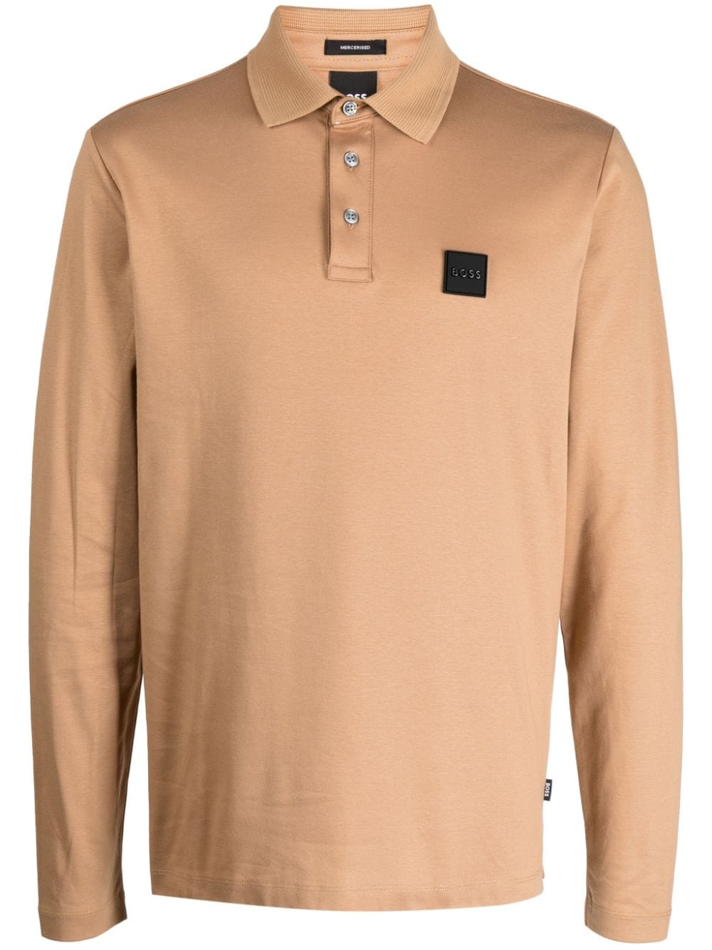 BOSS logo-appliqué long-sleeve polo shirt - Marrone