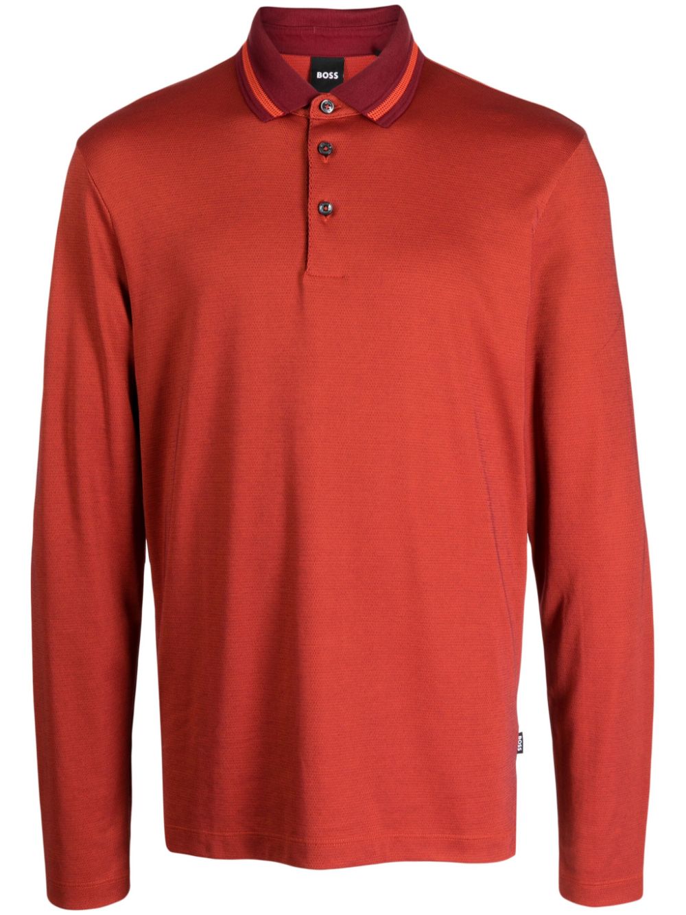 Shop Hugo Boss Long-sleeve Piqué Polo Shirt In Rot