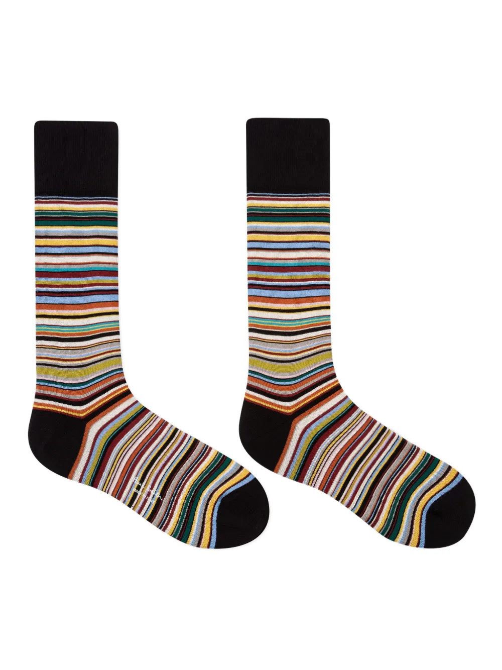 Paul Smith Multi-striped Cotton Socks In Black