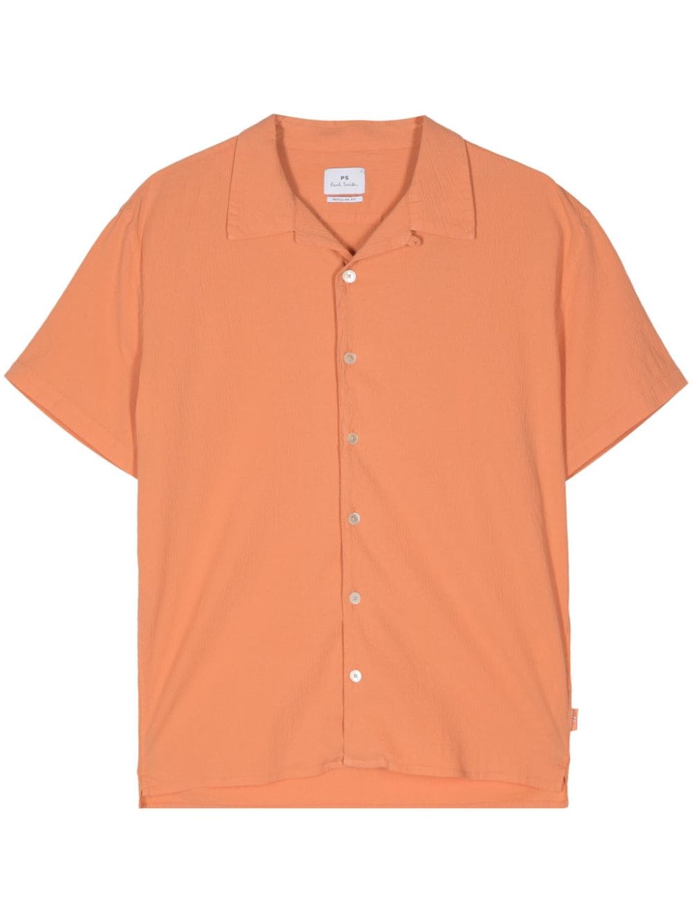 Ps By Paul Smith Cotton Seersucker Shirt In Orange