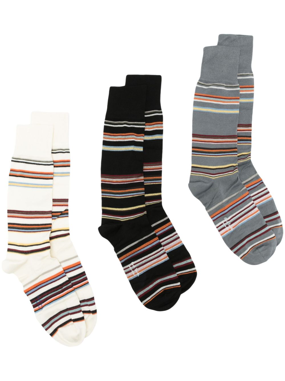 Paul Smith Striped Mid-calf Socks (pack Of Three) In Blue