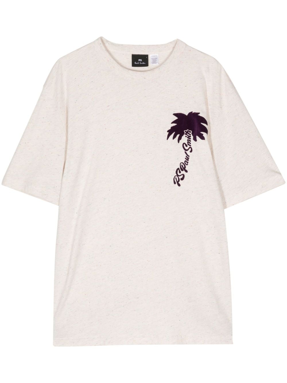 Ps By Paul Smith Palm Tree-print Cotton Nep T-shirt In Neutrals