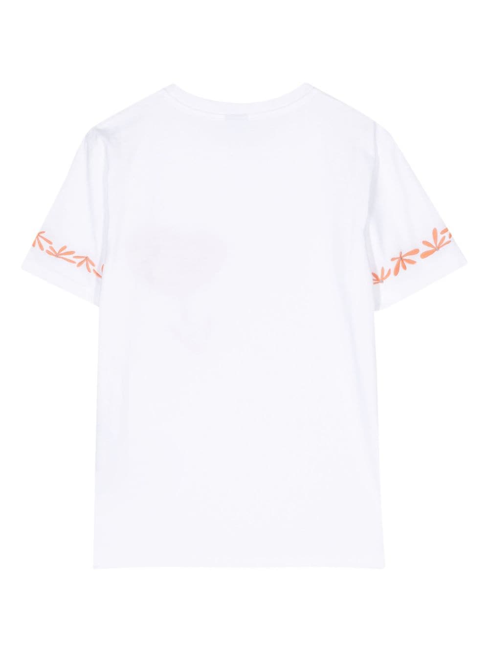 Shop Ps By Paul Smith Floral-embroidered T-shirt In White
