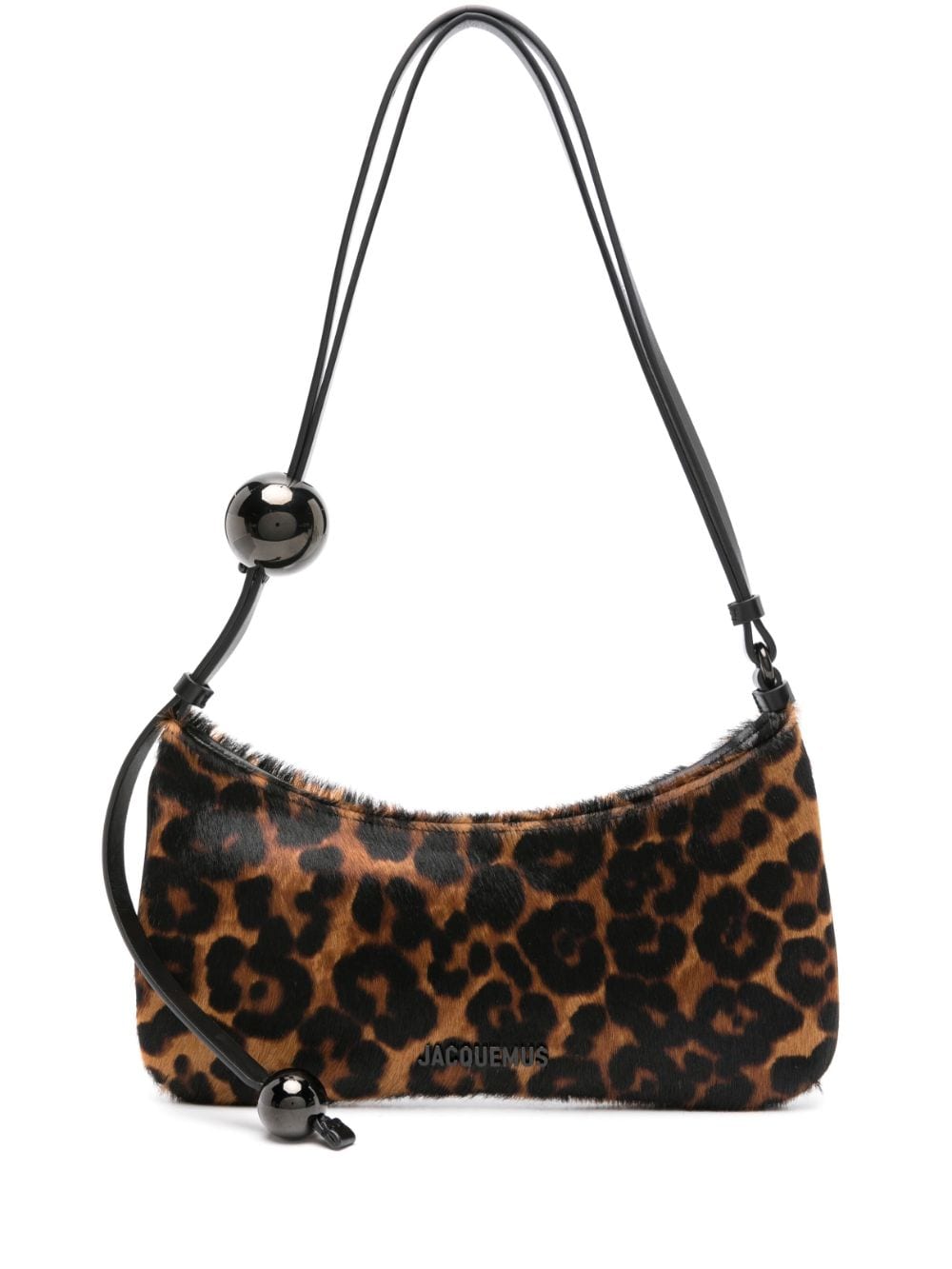 Jacquemus Le Bisou Perle Leopard Shoulder Bag In Brown