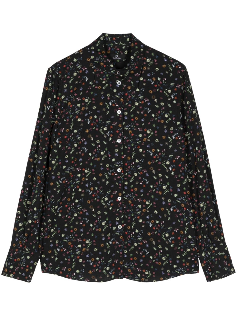 Ps By Paul Smith Floral-print Cotton Shirt In Black