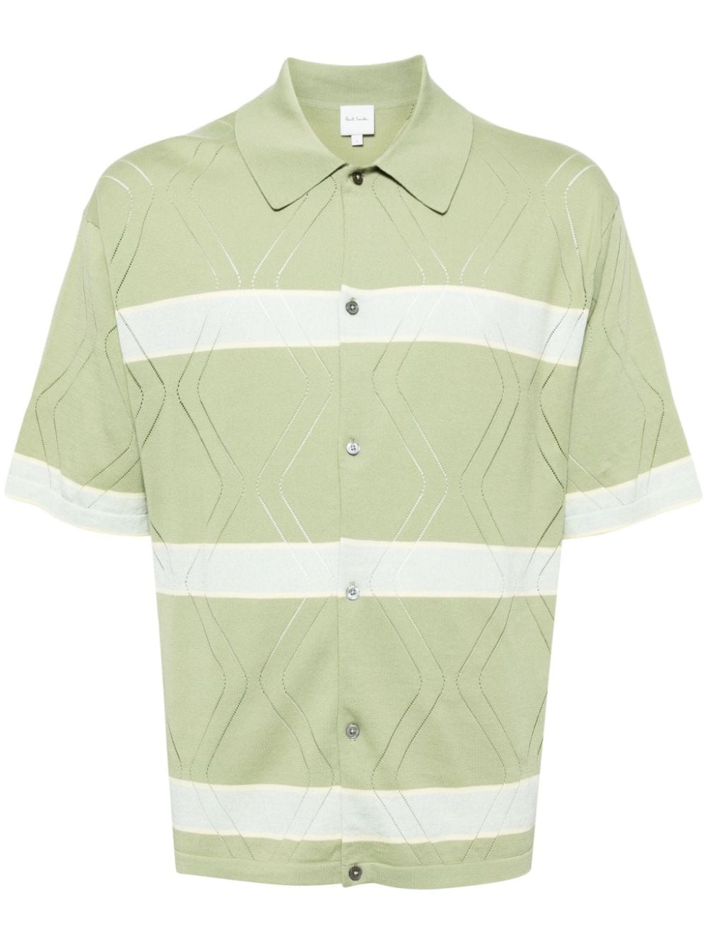 Paul Smith Stripe-print Knitted Polo Shirt In Green