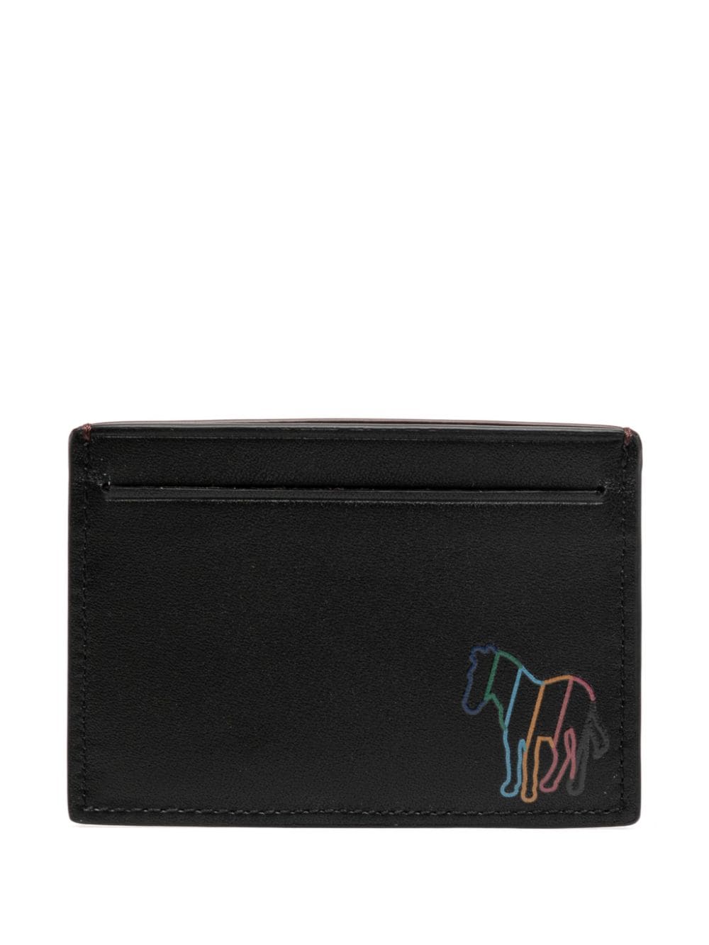 Ps By Paul Smith Outline Zebra Brown Leather Credit Card Wallet In Black