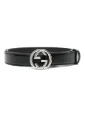Gucci Interlocking G-buckle leather belt - Black