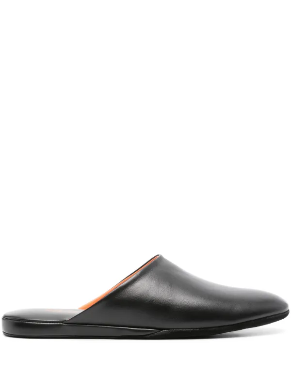 Santoni Smooth Leather Slippers Black FARFETCH PT