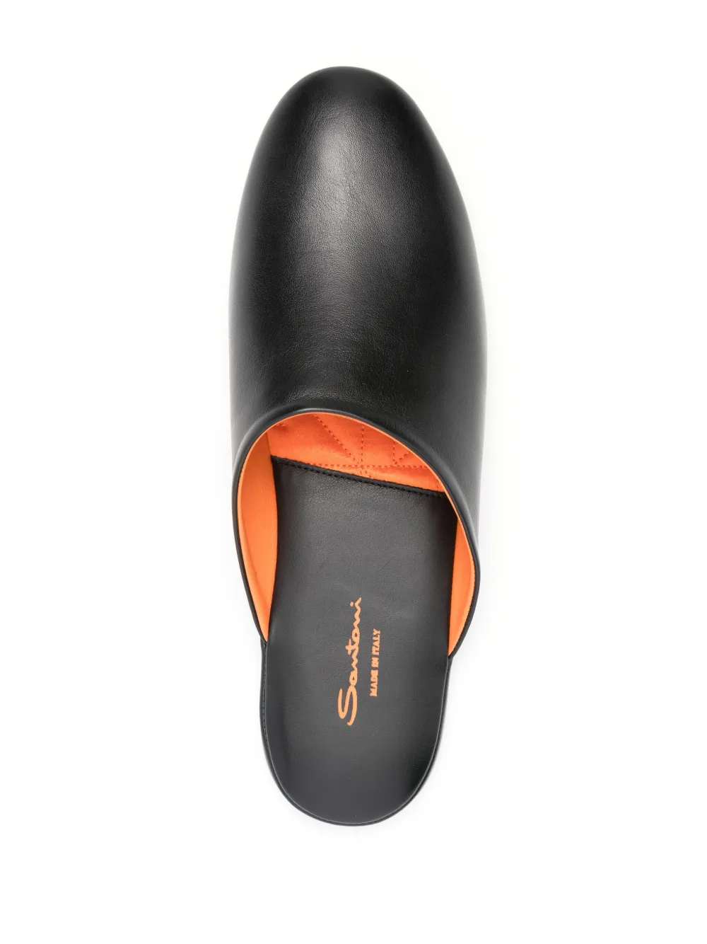 Shop Santoni Smooth Leather Slippers In 黑色