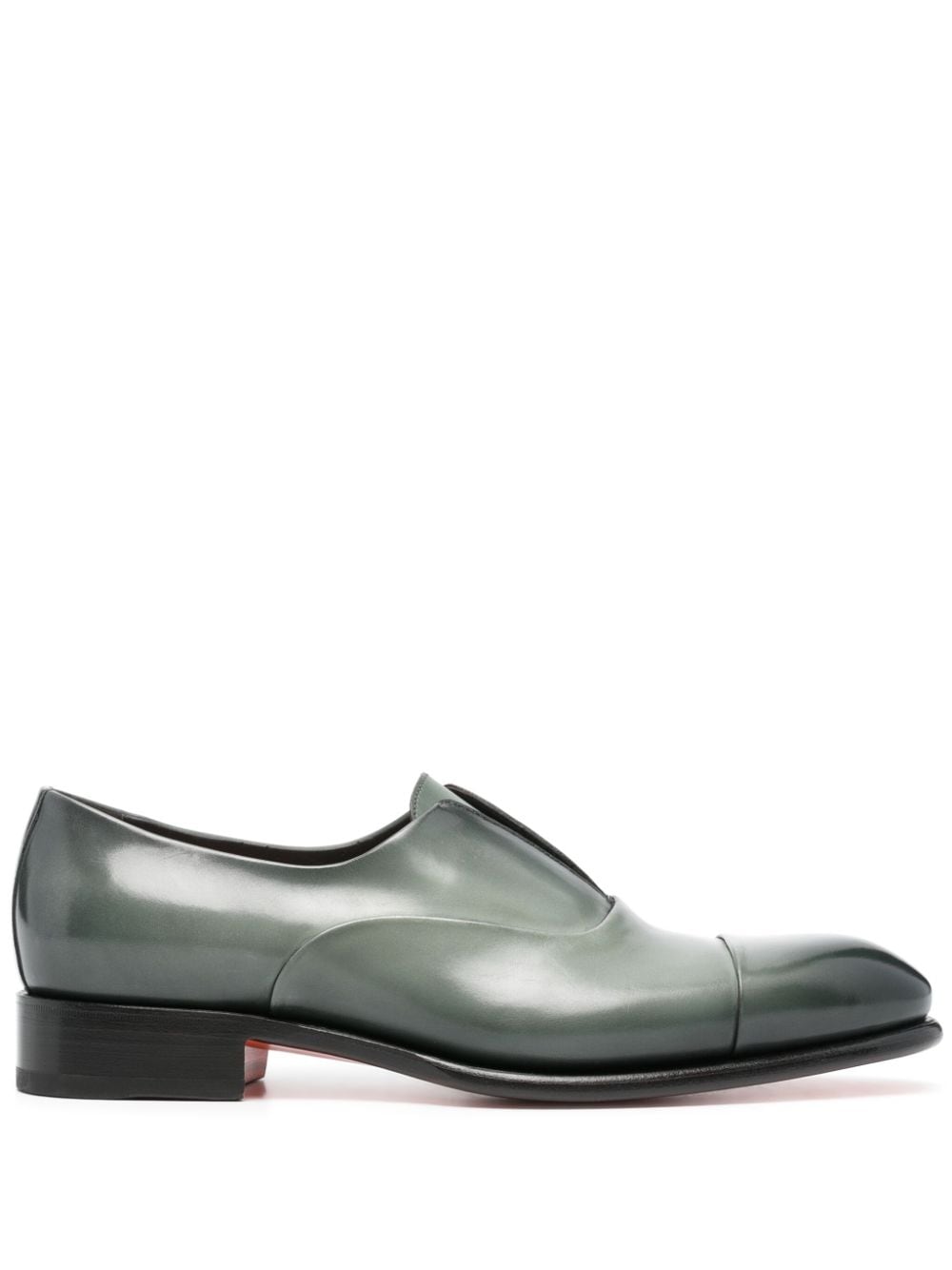 Santoni Carter Leather Boat Shoes In Green