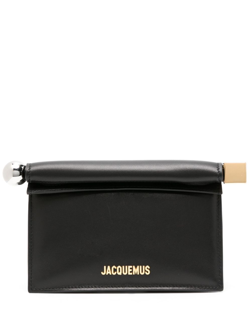 Shop Jacquemus La Petite Pochette Rond Carré Clutch Bag In Black