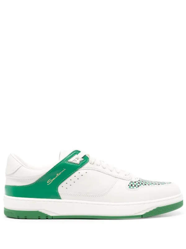 Check detail leather sneakers discount