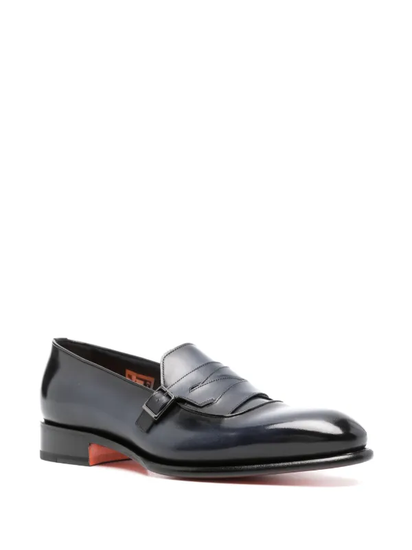 Santoni Leather Monk Shoes Blue FARFETCH TH