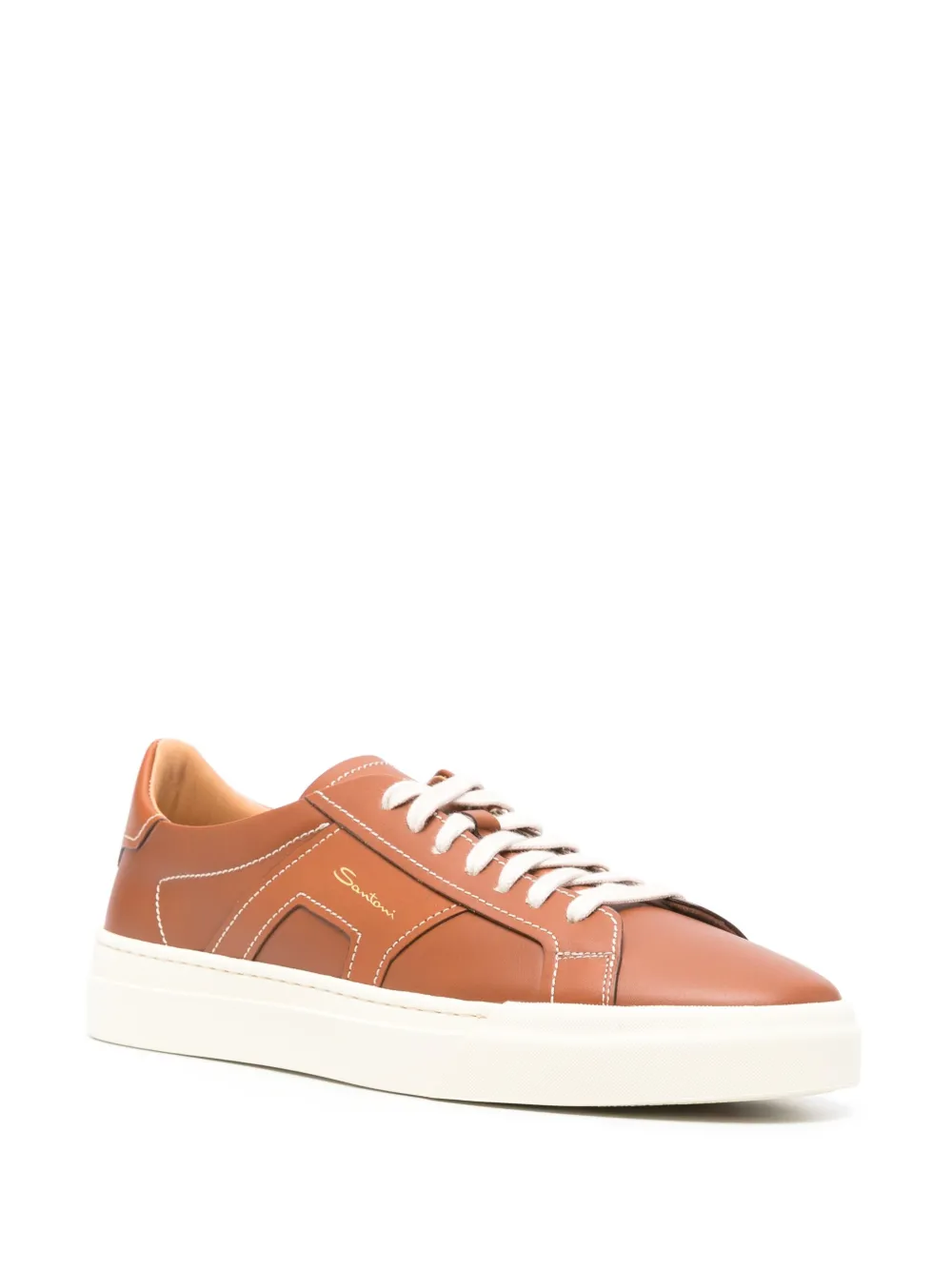 Santoni Leren sneakers met vlakken - Bruin