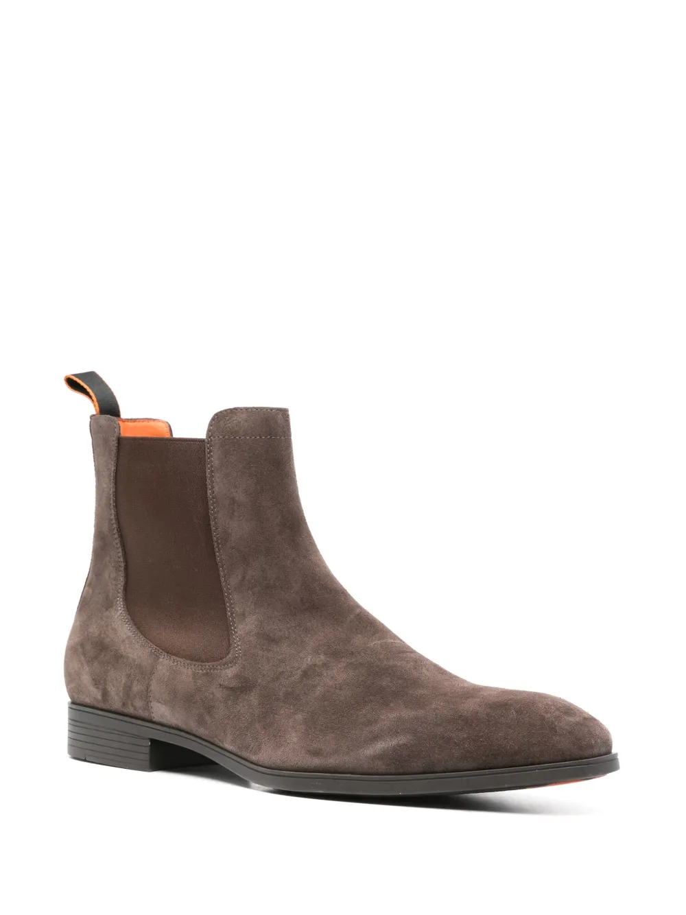 Shop Santoni Suede Chelsea Boots In Brown