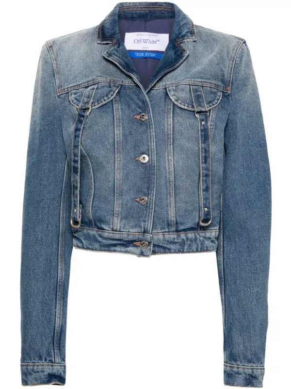 Jean jacket with white sleeves top