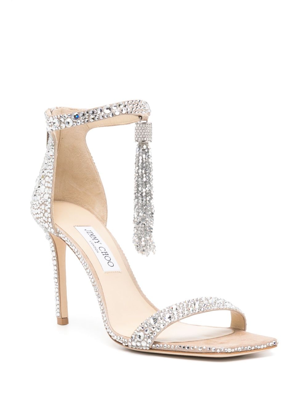 Shop Jimmy Choo Vinca 95mm Crystal-embellished Sandals In Silver