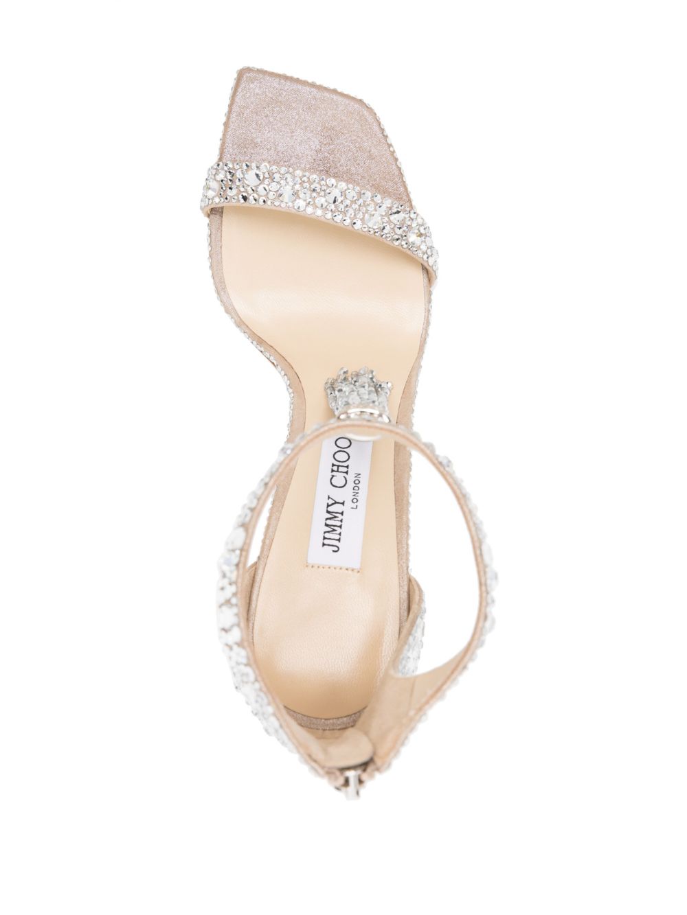Shop Jimmy Choo Vinca 95mm Crystal-embellished Sandals In Silver
