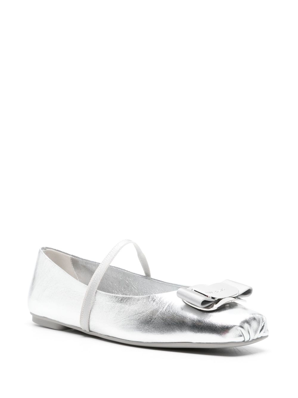 Ferragamo New Vara metallic ballerina shoes - Zilver