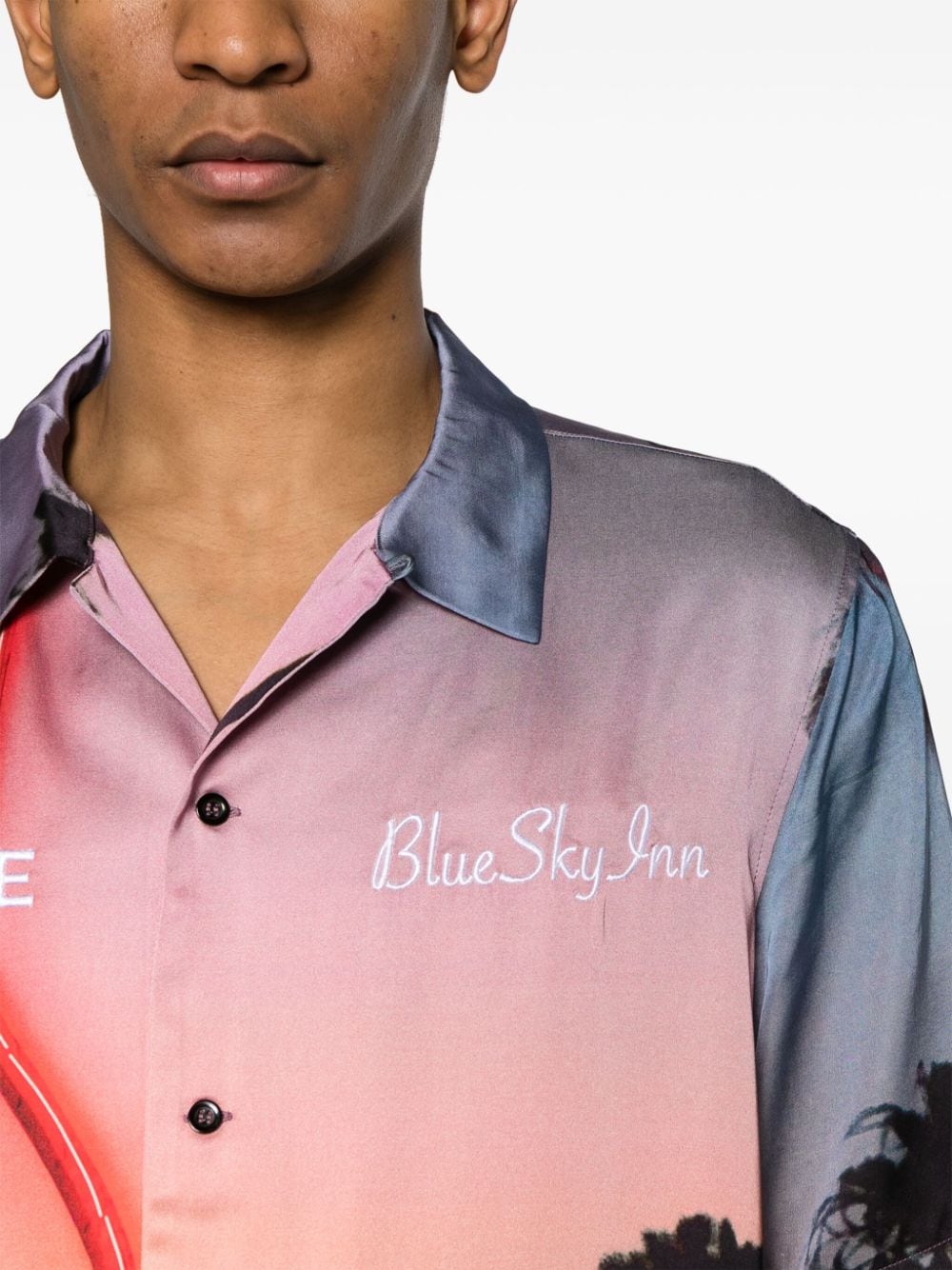 Shop Purple Brand X Blue Sky Graphic-print Shirt In 红色