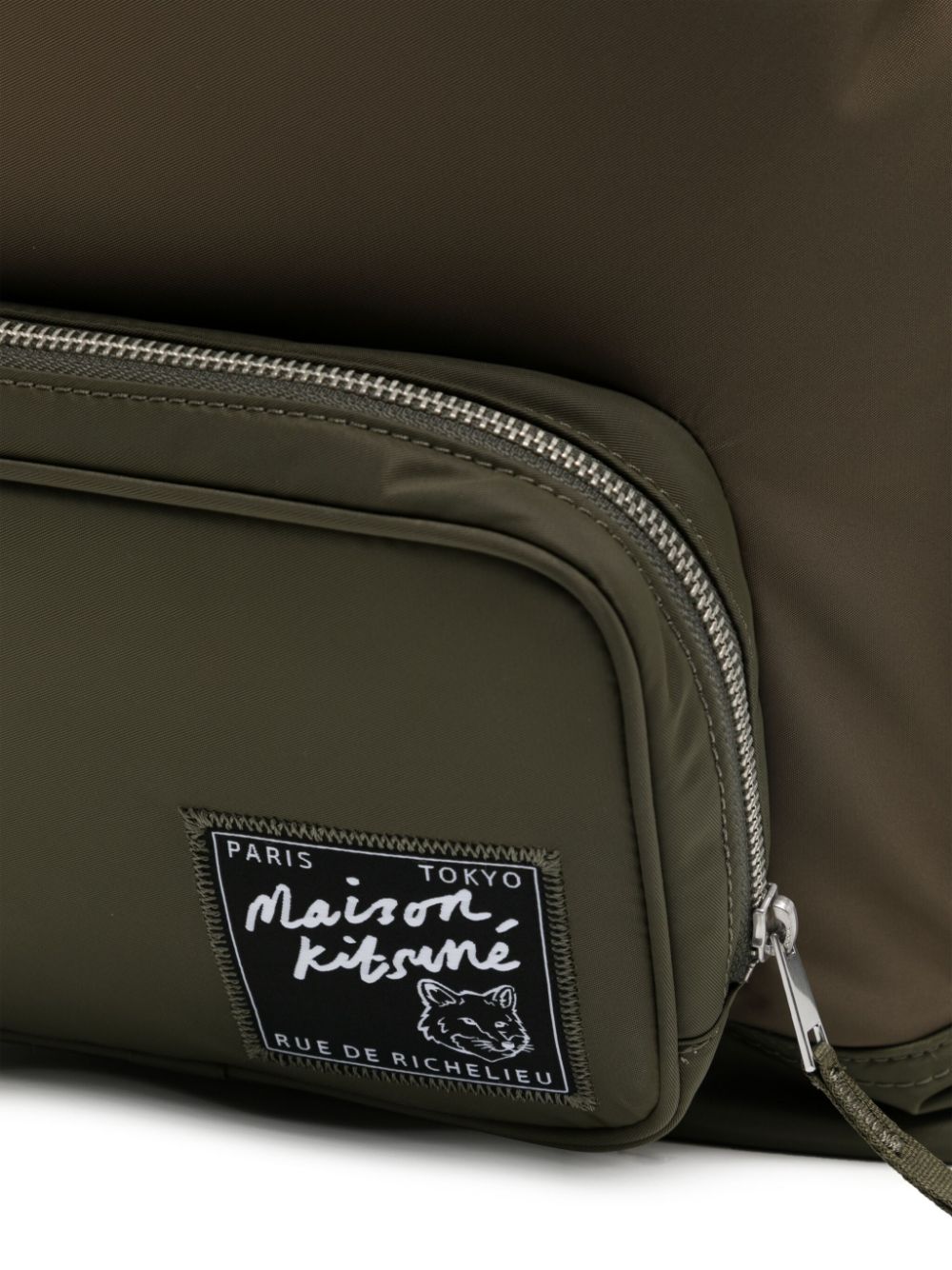 Shop Maison Kitsuné Logo-appliqué Zipped Backpack In Grün