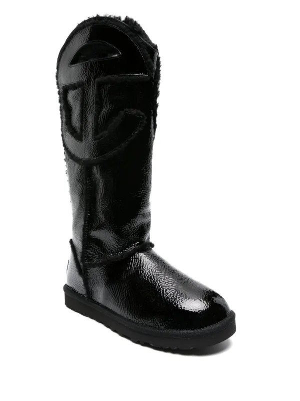 Womens black leather ugg outlet boots